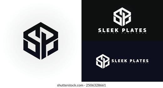 Letra inicial del hexágono Abstractas SP o PS en color negro aislado en múltiples colores de fondo. El logotipo es adecuado para Plantillas de inspiración de diseño de logotipo de electrodomésticos de cocina premium.