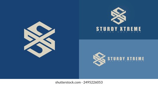 Abstract hexagon initial letter SX or XS in gold color isolated on multiple background colors. The logo is suitable for Bullbar product logo design inspiration templates.