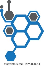 abstract hexagon . Innovative high tech logo template. Technology Logo. Hexe Tech. Hexagon logo design.