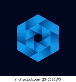 abstract hexagon with inside camera shutter