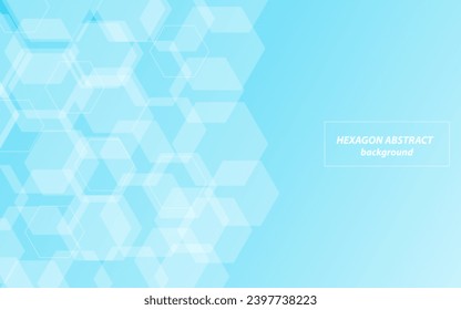 Abstract hexagon layers white blue background.