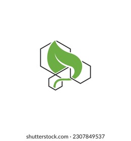 abstract hexagon leaf geometry logo concept in simple dan modern shape