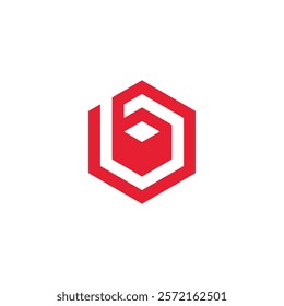 Abstract Hexagon Letter b logo design vector template