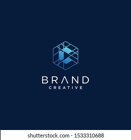 Abstract Hexagon letter C Logo Design vector logotype . Line hexagon creative simple logo design template. Universal geometric symbol 