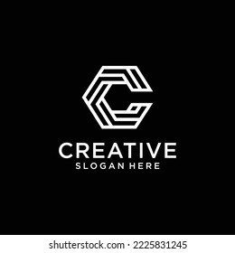 Resumen Plantilla de diseño de logotipo de letra hexagonal C