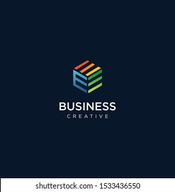 Abstract Hexagon letter e Logo Design vector logotype Line. Triple E logo creative simple logo design template. Colorful cube Logo Design Vector Stock