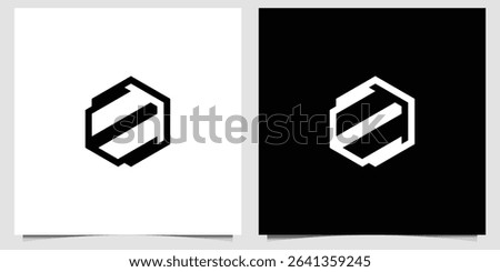 Abstract Hexagon Letter E Logo Design in Black and White Versions minimal