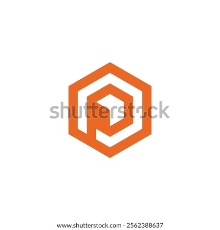 Abstract Hexagon Letter p logo design vector template