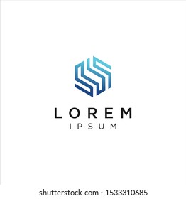 Abstract Hexagon letter S Logo Design vector logotype . Initial alphabet S Cube Logo creative simple design template. Universal geometric symbol 