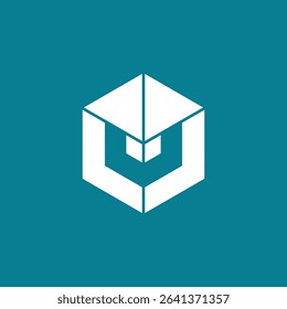 Abstract Hexagon Letter U or V logo design vector template