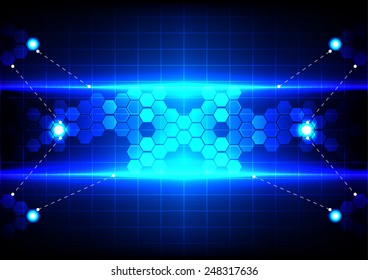 abstract  hexagon and light blue effect technology