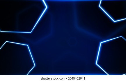 Abstract hexagon Light out technology and with neon Hitech communication concept innovation background,  vector design