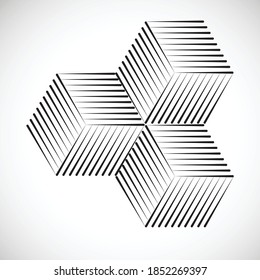 Abstract Hexagon Lines Background . Vector Cube Design .