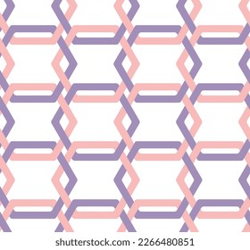 Resumen Líneas de hexágono Complejo Retro Patrón vectorial sin soldadura Geométrico Colores de moda Perfecto para el diseño interior o la impresión de tela Lilac Tones rosados