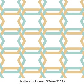 Abstract Hexagon Lines Complex Retro Geometric Seamless Vector Pattern Trendy Fashion Colors Perfect for Interior Design or Fabric Print Mint Blue Pastel Yellow Tones