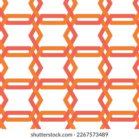 Abstrakte Hexagon-Linien Komplex Retro Geometric Seamless Vectordesign Trendy Fashion Colors Perfekt für Innendesign oder Stoffdruck Orange Pfirsichfarben