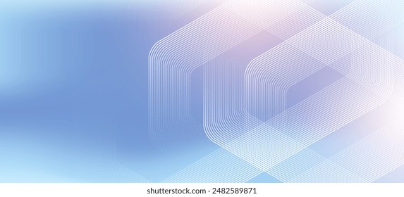 Abstract hexagon lines on blue background. Geometric stripe line art design for poster, brochure, cover, website, banner.