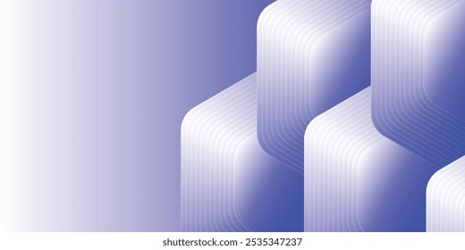 Abstract hexagon lines on blue background. Geometric stripe line art design modern