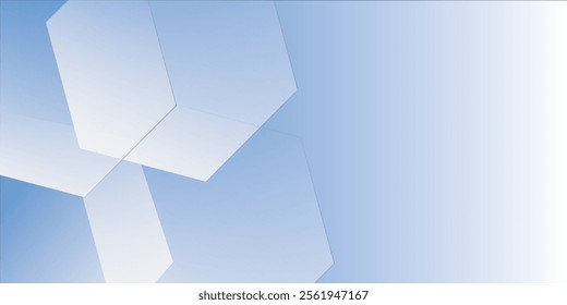 Abstract hexagon lines on blue white background. Geometric stripe line art design modern.