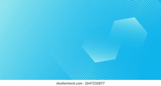 Abstrakte Sechsecklinien auf hellblauem Hintergrund. Geometrisches Streifenliniendesign für Poster, Broschüre, Cover, Website, Banner.