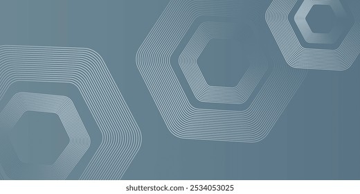 Abstractas líneas hexagonales sobre fondo gris. Diseño geométrico del arte de la línea de la raya para el cartel, folleto, cubierta, Sitio web, Anuncio.