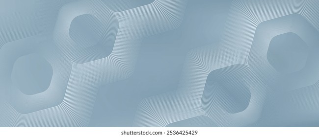 Abstractas líneas hexagonales sobre fondo gris. Diseño moderno del arte de la línea de la raya geométrica. Ilustración vectorial