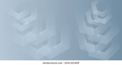 Abstract hexagon lines on gray background. Geometric stripe line art design modern vector art