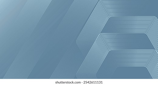Abstract hexagon lines on gray background. Geometric stripe line art design for poster, brochure, cover, website, banner.