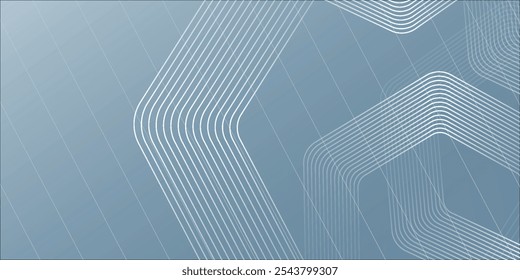 Abstract hexagon lines on gray background. Geometric stripe line art design for poster, brochure, cover, website, banner.