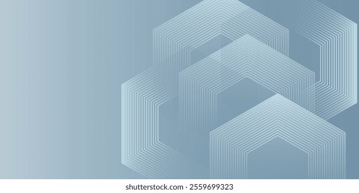 Abstract hexagon lines on gray background. Geometric stripe line art design modern