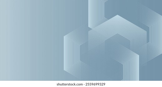 Abstract hexagon lines on gray background. Geometric stripe line art design modern