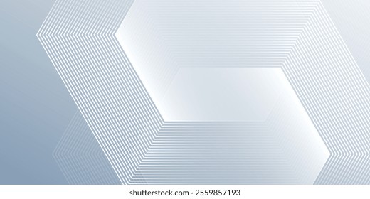 Abstract hexagon lines on gray background. Geometric stripe line art simple
