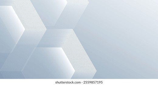 Abstract hexagon lines on gray background. Geometric stripe line art