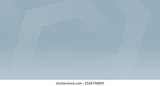 Abstract hexagon lines on gray background. Geometric stripe line art design modern
