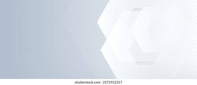 Abstract hexagon lines on gray background. Geometric stripe line art