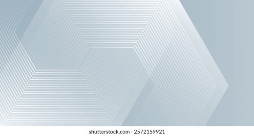 Abstract hexagon lines on gray modern art design