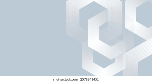 Abstract hexagon lines on gray background. Geometric stripe line art design for poster modern good