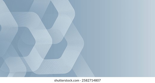 Abstract hexagon lines on gray background. Geometric stripe line art design modern