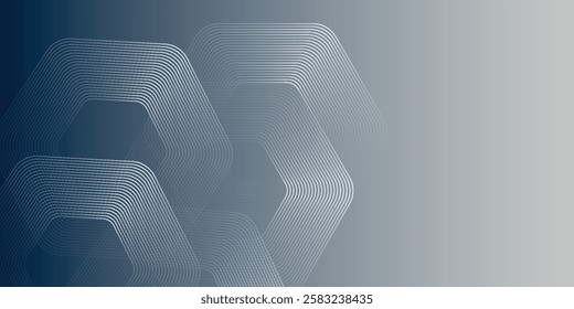 Abstract hexagon lines on gray background. Geometric stripe line art design modern