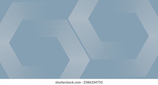 Abstract hexagon lines on gray background. Geometric stripe line art design modern, vector.