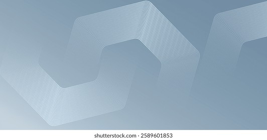 Abstract hexagon lines on gray background. Geometric stripe line art design modern vector illustration.