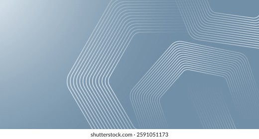 Abstract hexagon lines on gray background. Geometric stripe line art design for poster, brochure, cover, website, banner.