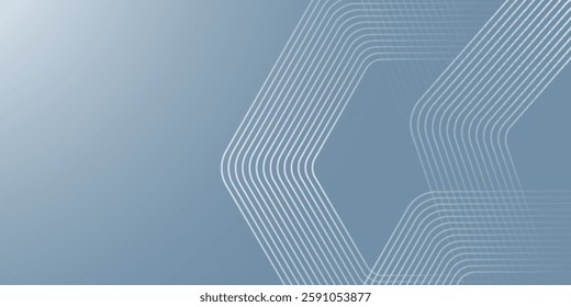 Abstract hexagon lines on gray background. Geometric stripe line art design for poster, brochure, cover, website, banner.
