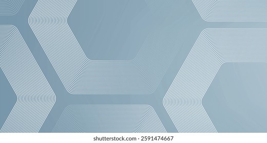 Abstract hexagon lines on gray background. Geometric stripe line art design modern