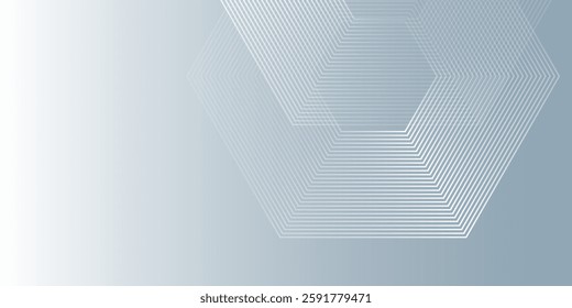 Abstract hexagon lines on gray background. Geometric lines background abstract