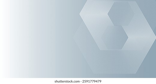 Abstract hexagon lines on gray background. Geometric lines background