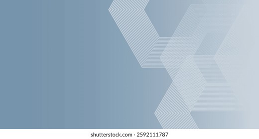 Abstract hexagon lines on gray background. Geometric stripe line art design for poster good