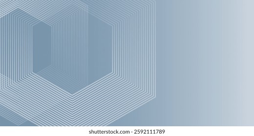 Abstract hexagon lines on gray background. Geometric stripe line art design for poster good modern simple