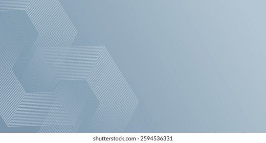 Abstract hexagon lines on gray background. Geometric stripe line hexagon 