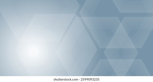 Abstract hexagon lines on gray background. Geometric stripe line art design for poster, brochure, cover, website, banner.